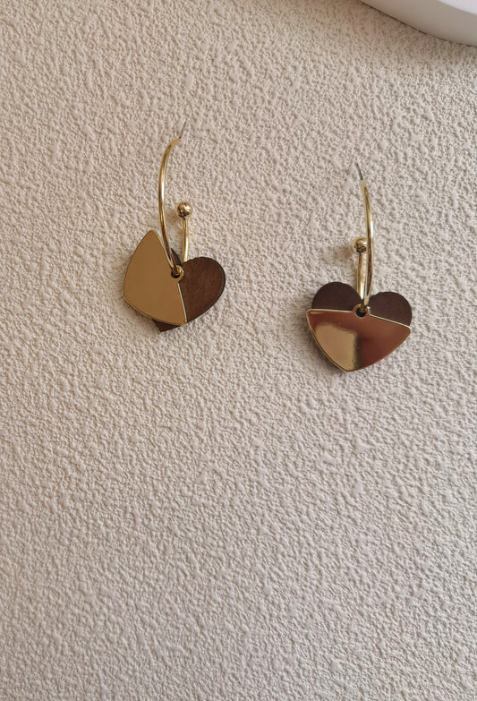 sweet heart wooden earrings