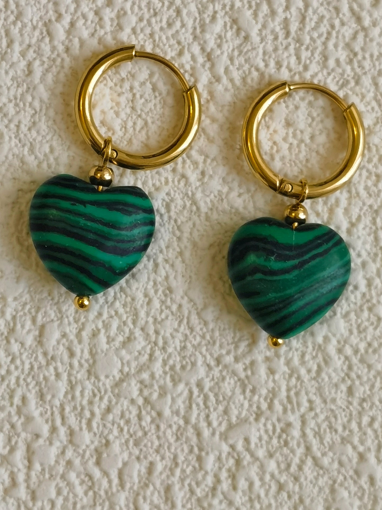 green heart earrings