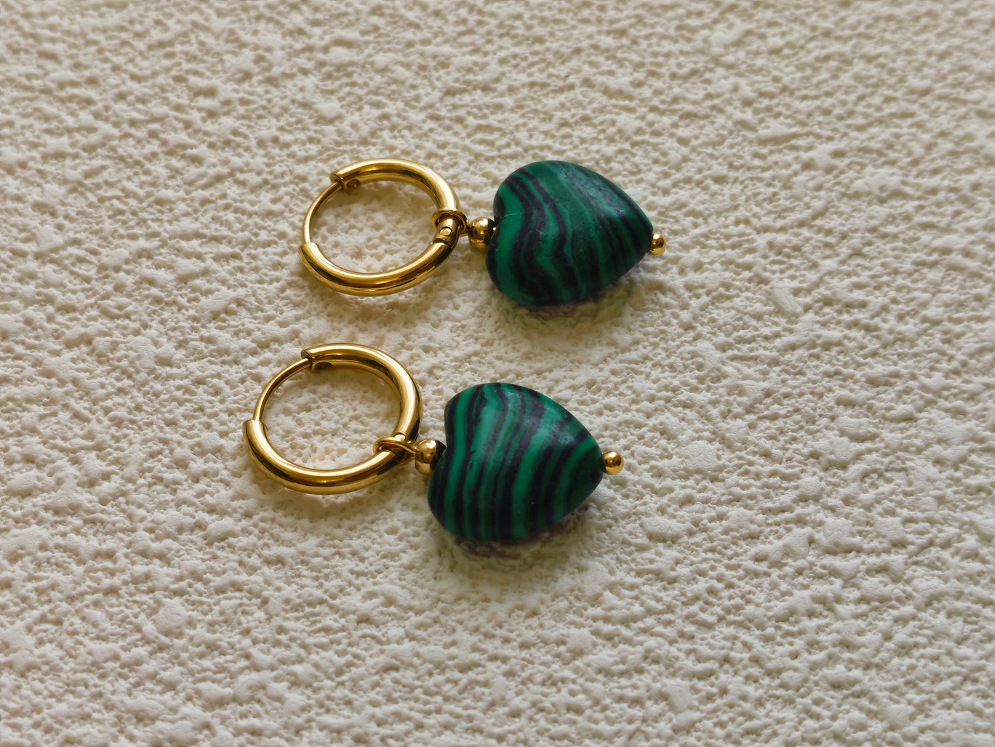 green heart earrings