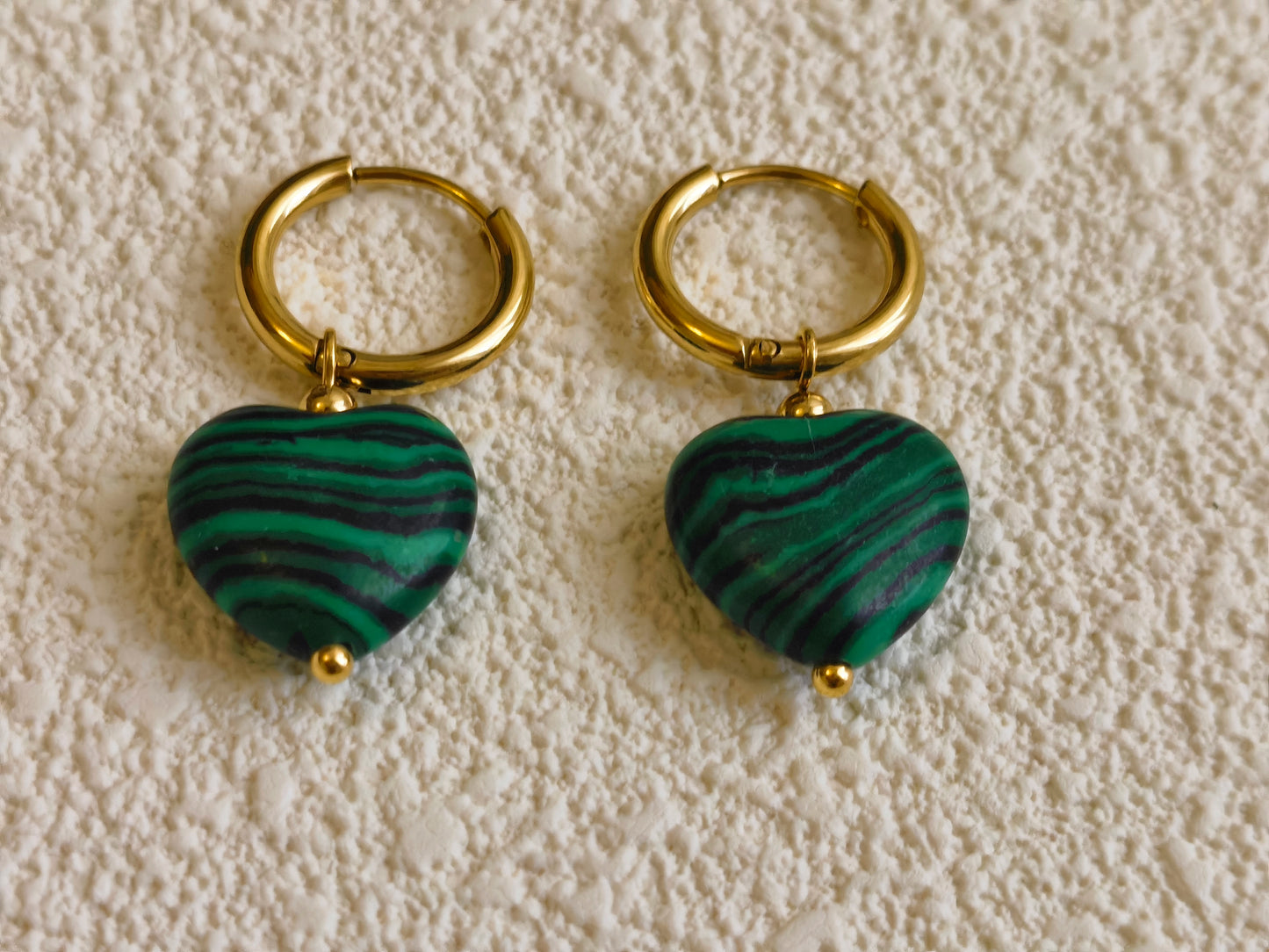 green heart earrings