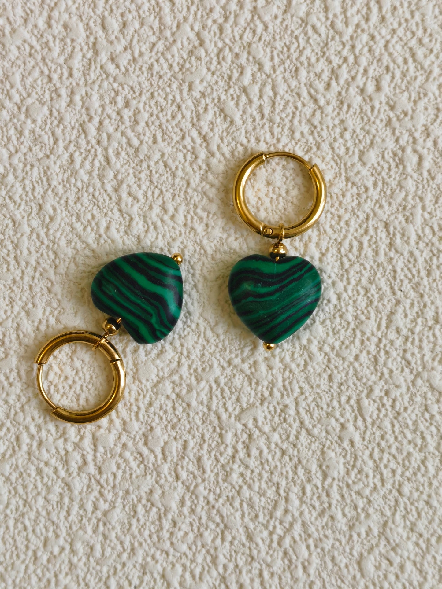 green heart earrings